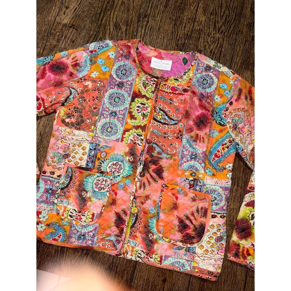 Sacred Threads Patchwork Quilted Jacket Women's S… - image 2